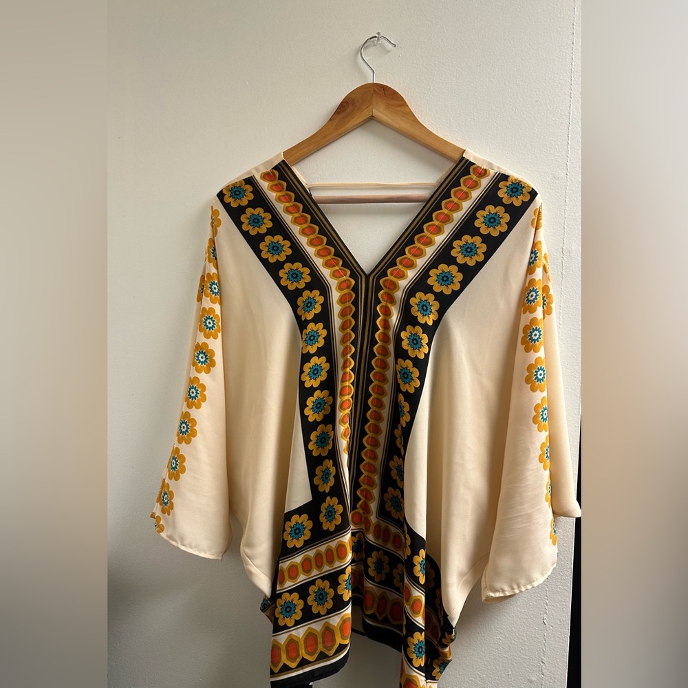 Rose & Olive Cream and Black Floral Blouse